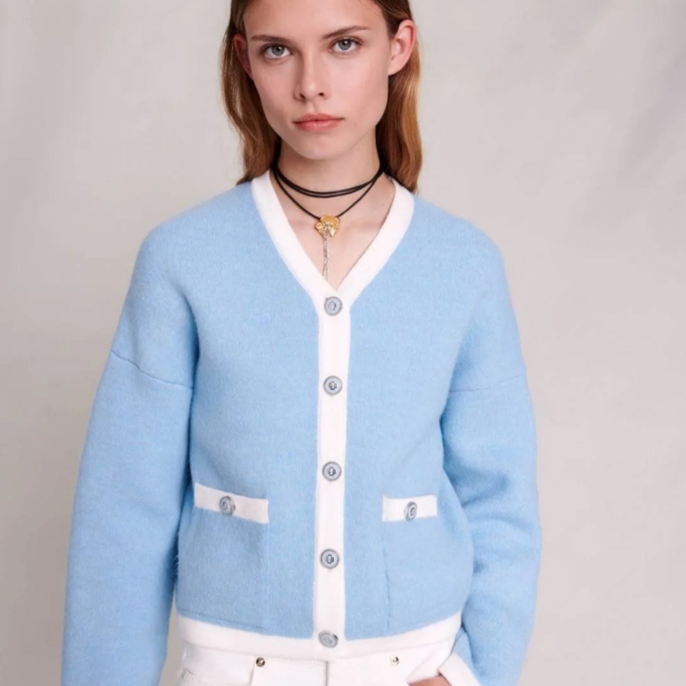 Maje Sweater, Blue Chair